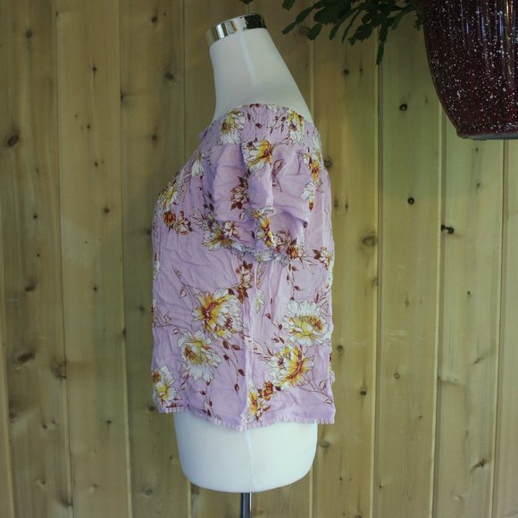 Rewind Off Shoulder Lavender Floral Blouse Med - Picture 6 of 13